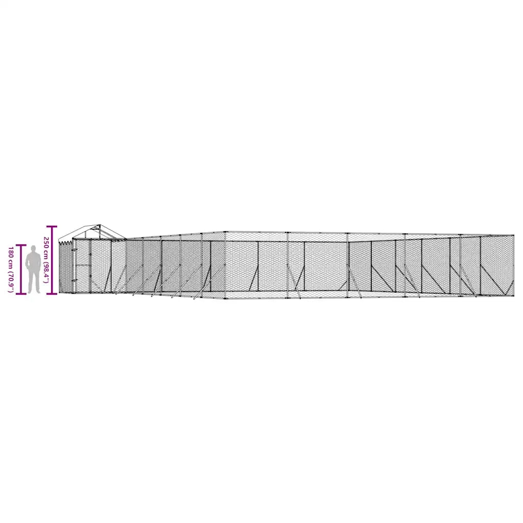 Cuccia Cani da Esterno Tetto Argento 12x12x2,5m Acciaio Zincato 3190474