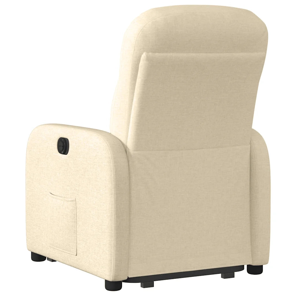 vidaXL Poltrona Alzapersona Reclinabile Crema in Tessuto