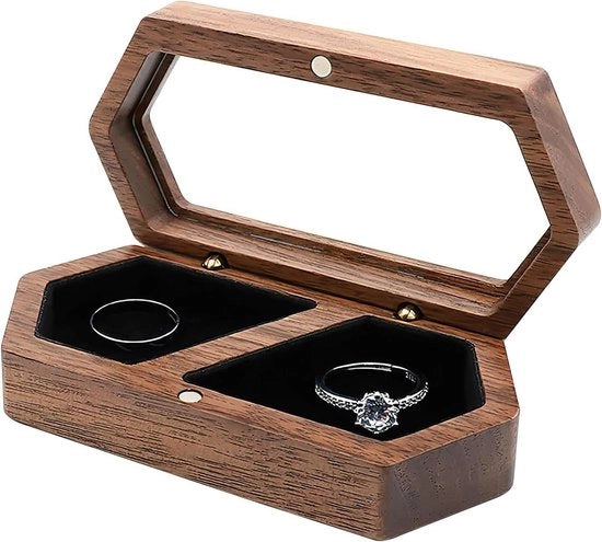 Scatola di nozze in legno di noce con contenitore in velluto per matrimoni e fidanzamenti