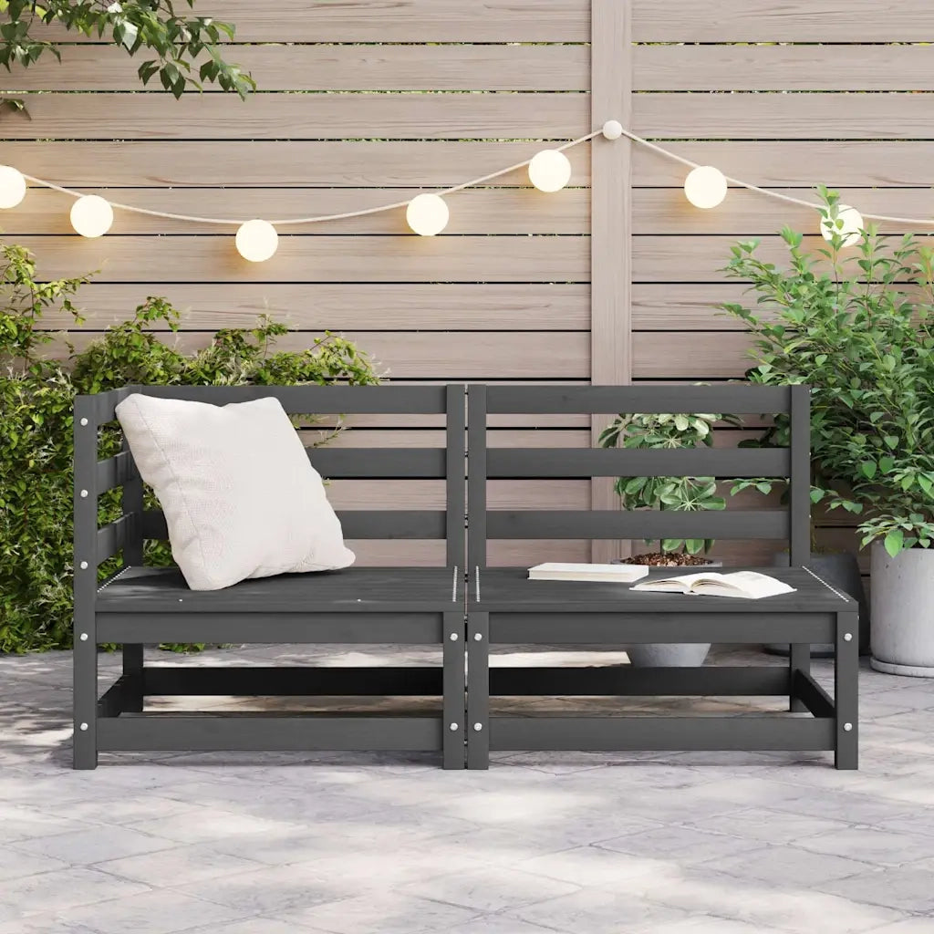Salotto da Giardino-Set Divani da Giardino 2 pz Grigio in Legno Massello di Pino 963769