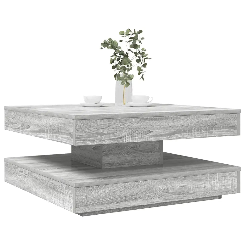 Tavolino da Caffè Girevole a 360 Gradi Grigio 70x70x34,5 cm 858484