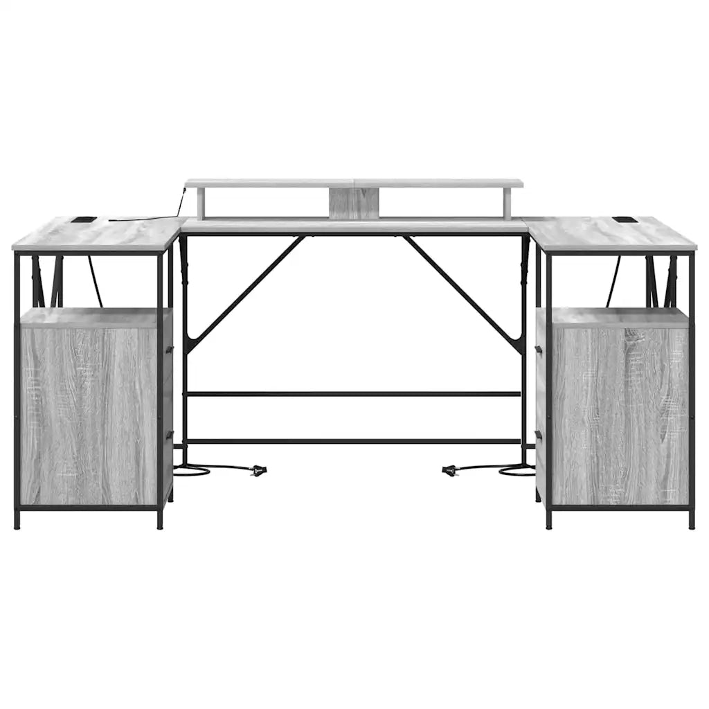 vidaXL Scrivania Grigio sonoma 182 x 101 x 87.5 cm Legno multistrato