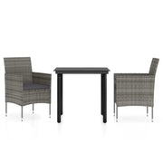 Set da Pranzo da Giardino 3 pz | Set Salotto da Giardino con Cuscini Grigio e Nero