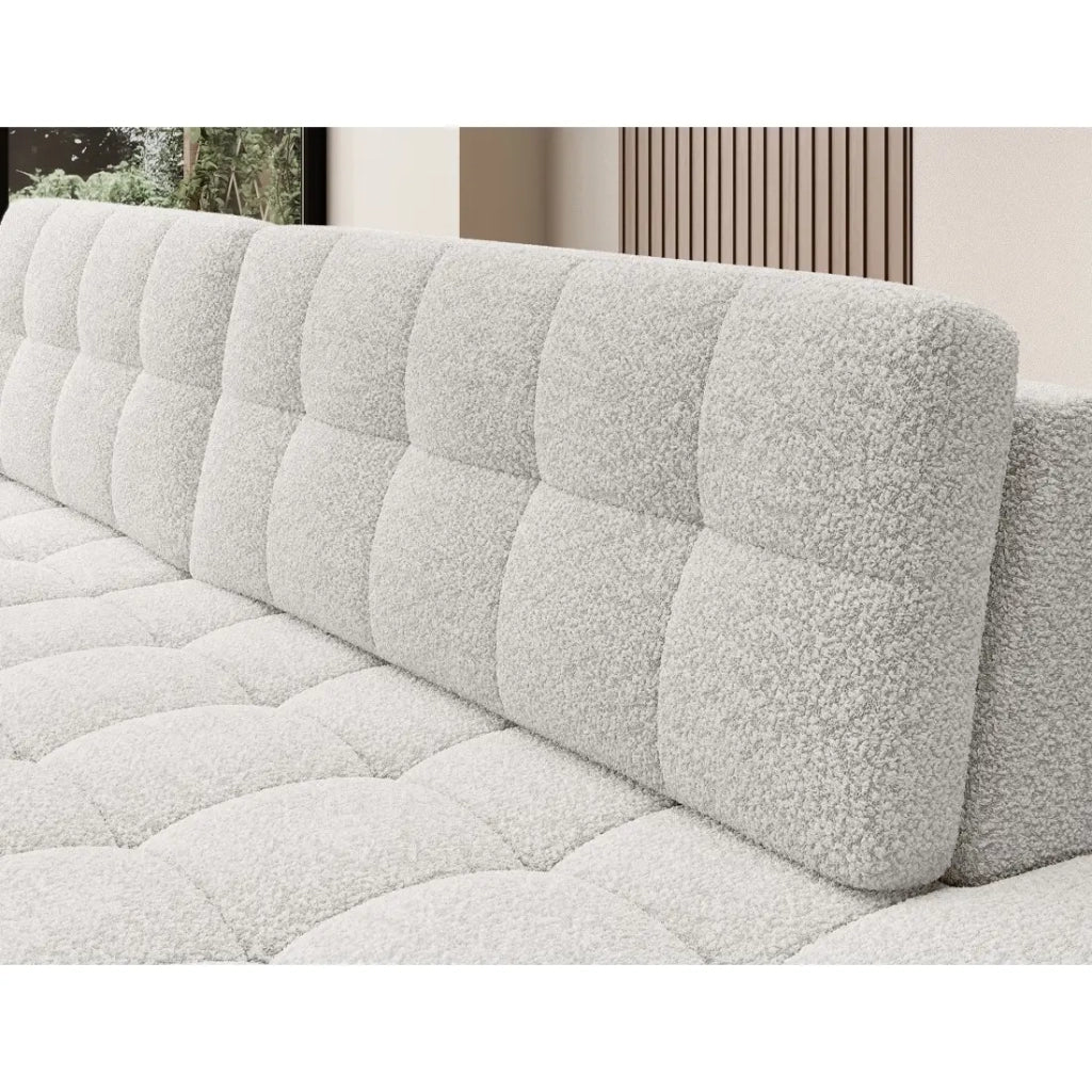 Divano angolare convertibile CUBITO bianco bouclé 240 cm con contenitore e letto