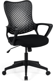 Sedia da Ufficio Ergonomica, con Schienale Reclinabile, Regolabile in Altezza, Sedia Scrivania con Seduta Girevole 360°e Ruote per Ufficio, Studio e Soggiorno, Portata 150 kg (Nero)