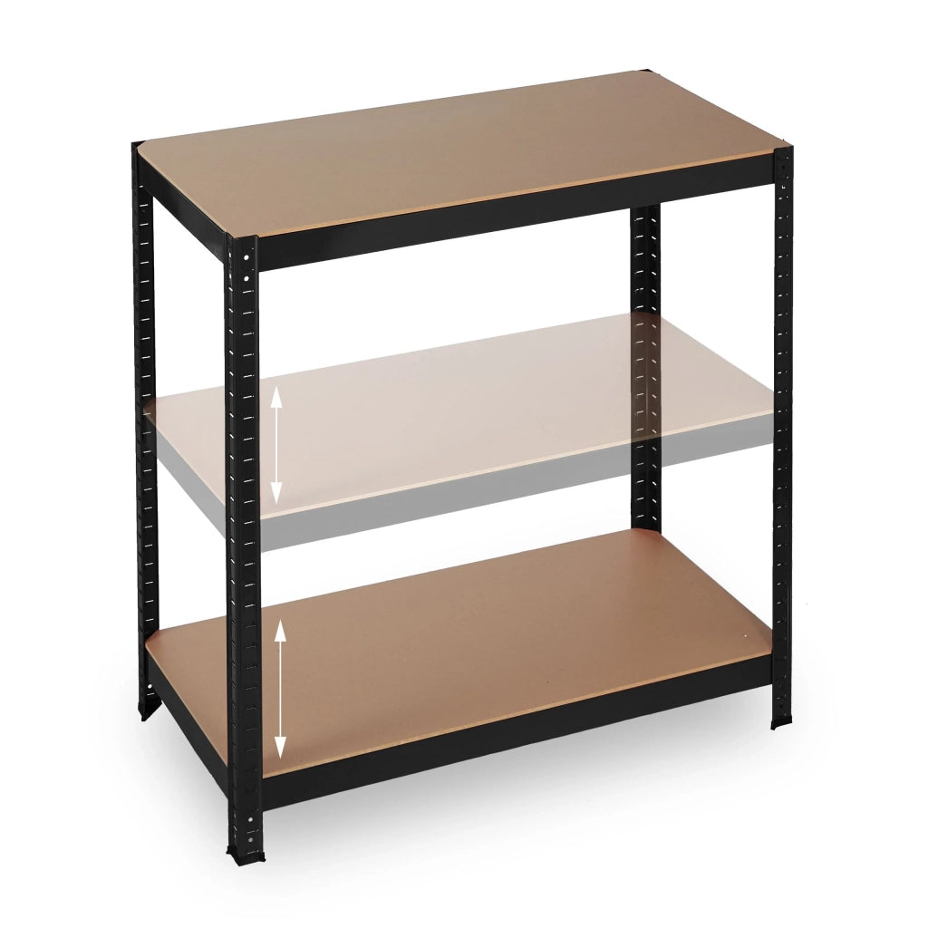 Scaffale per carichi pesanti con mobiletto portaoggetti a clip per cantina o garage 180 cm acciaio nero e MDF 13_0001062