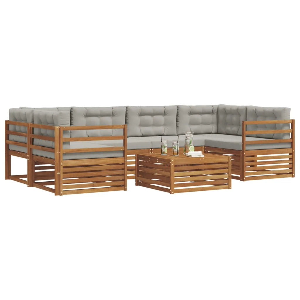 Set di divani da esterno 7 pcs Grigio Naturale e Chiaro 3373081