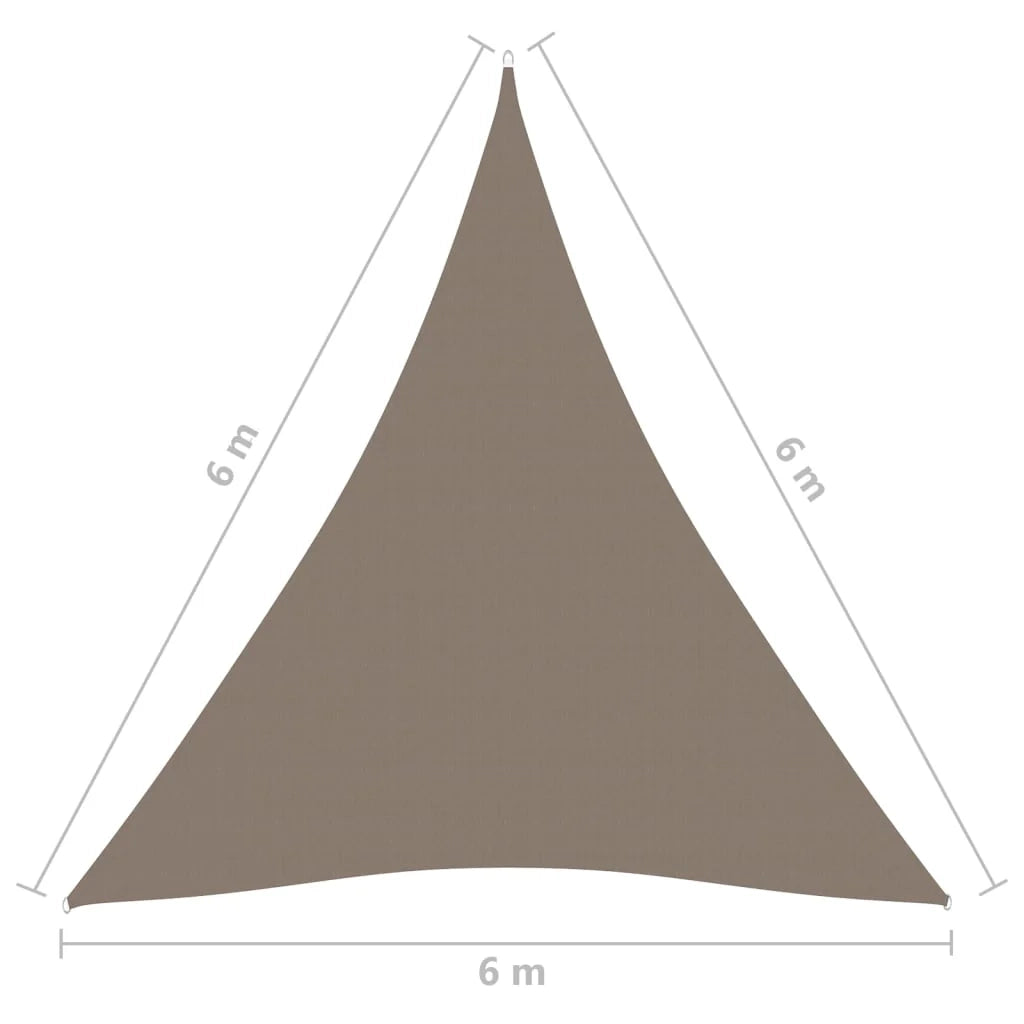 Vela ombreggiante triangolare in tessuto Oxford 6 x 6 x 6 m tortora 02_0009952
