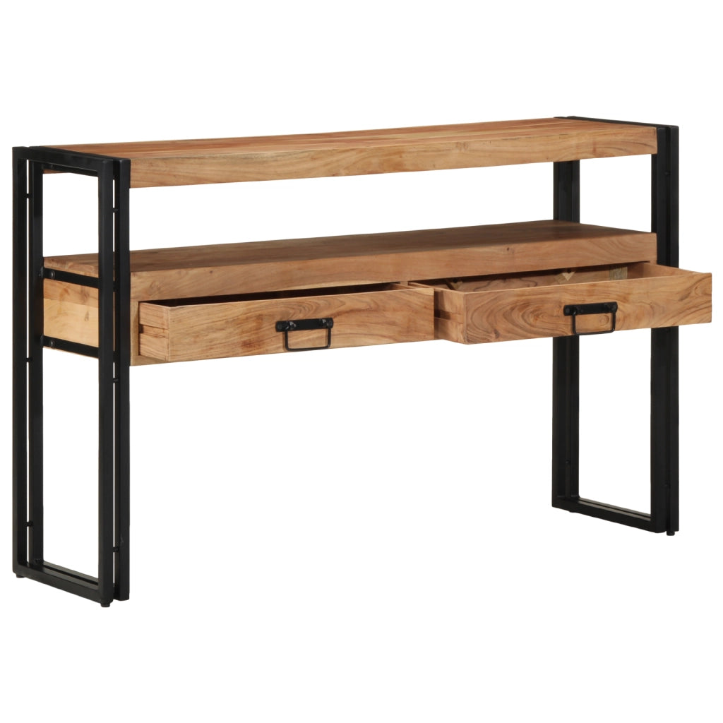 Tavolini  Neri 120x33x75 cm in Legno Massello di Acacia e Metallo