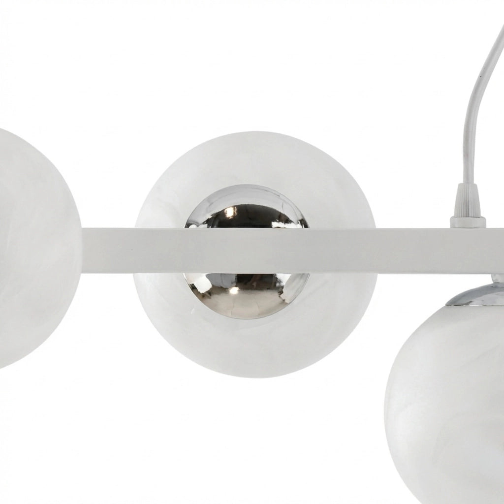 Lampadario Contemporaneo Adrian Metallo Bianco Cromo 8 Luci E14