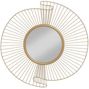 Specchio da Parete Rotondo Ø60 cm con Drappeggio in Metallo e Design Plissettato Oro