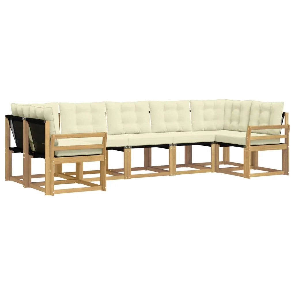 Set di divani da esterno con cuscino 7 pcs Bianco e Crema 3389836