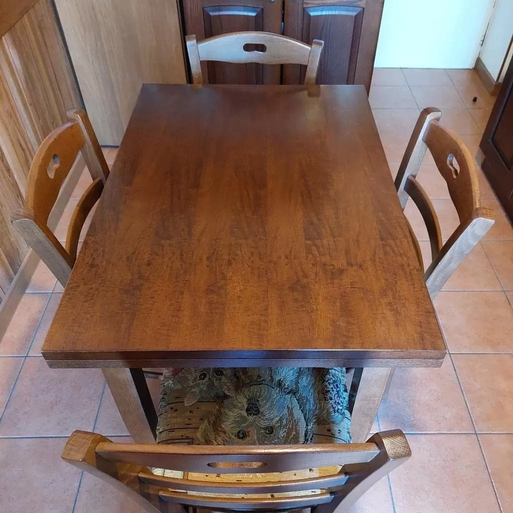 Tavolo rettangolare allungabile legno classico noce arte povera 180 x90 (13 sciabola) - Mobili 2G