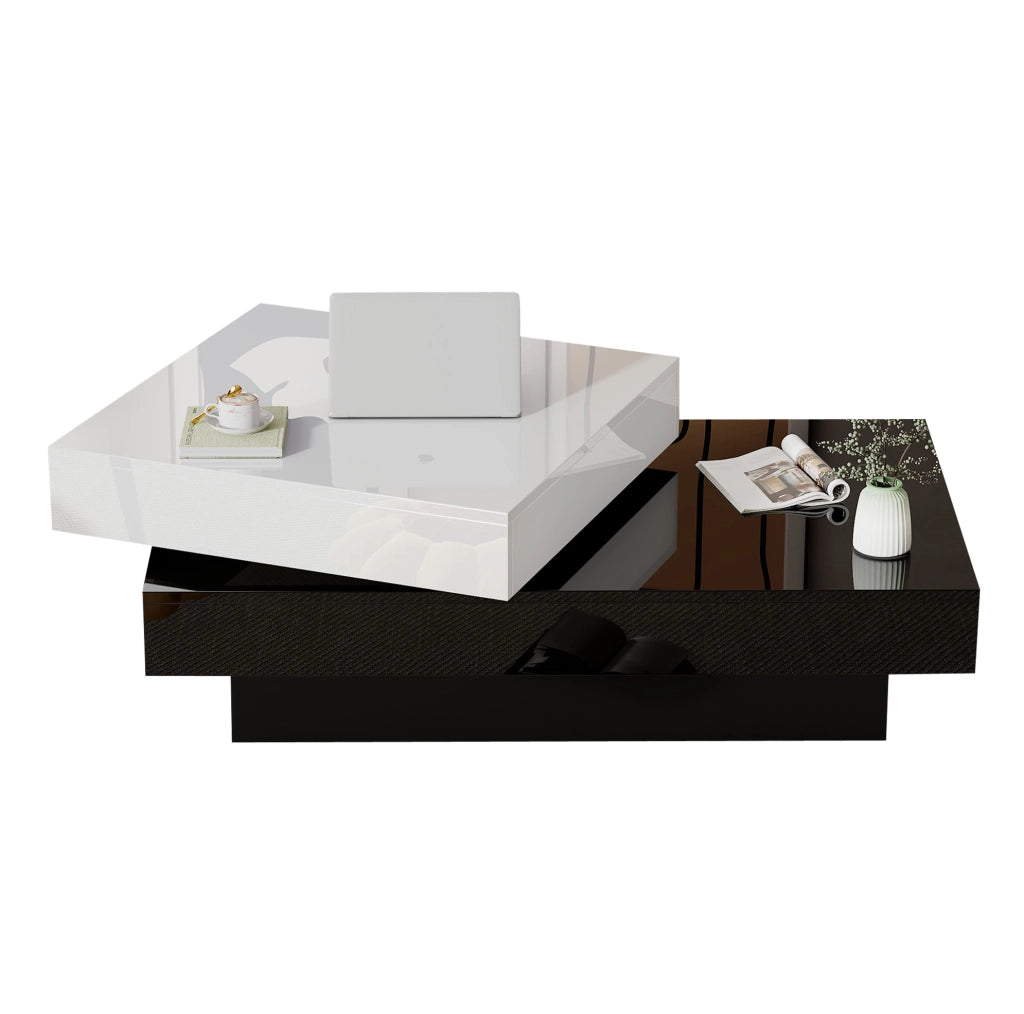 Tavolino da caffè girevole bicolore 103x60x35,5 cm