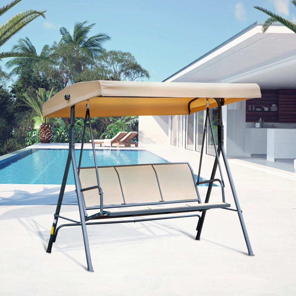 Amaca da giardino 3 posti ¨C zephmum ¨C beige, tessuto, acciaio