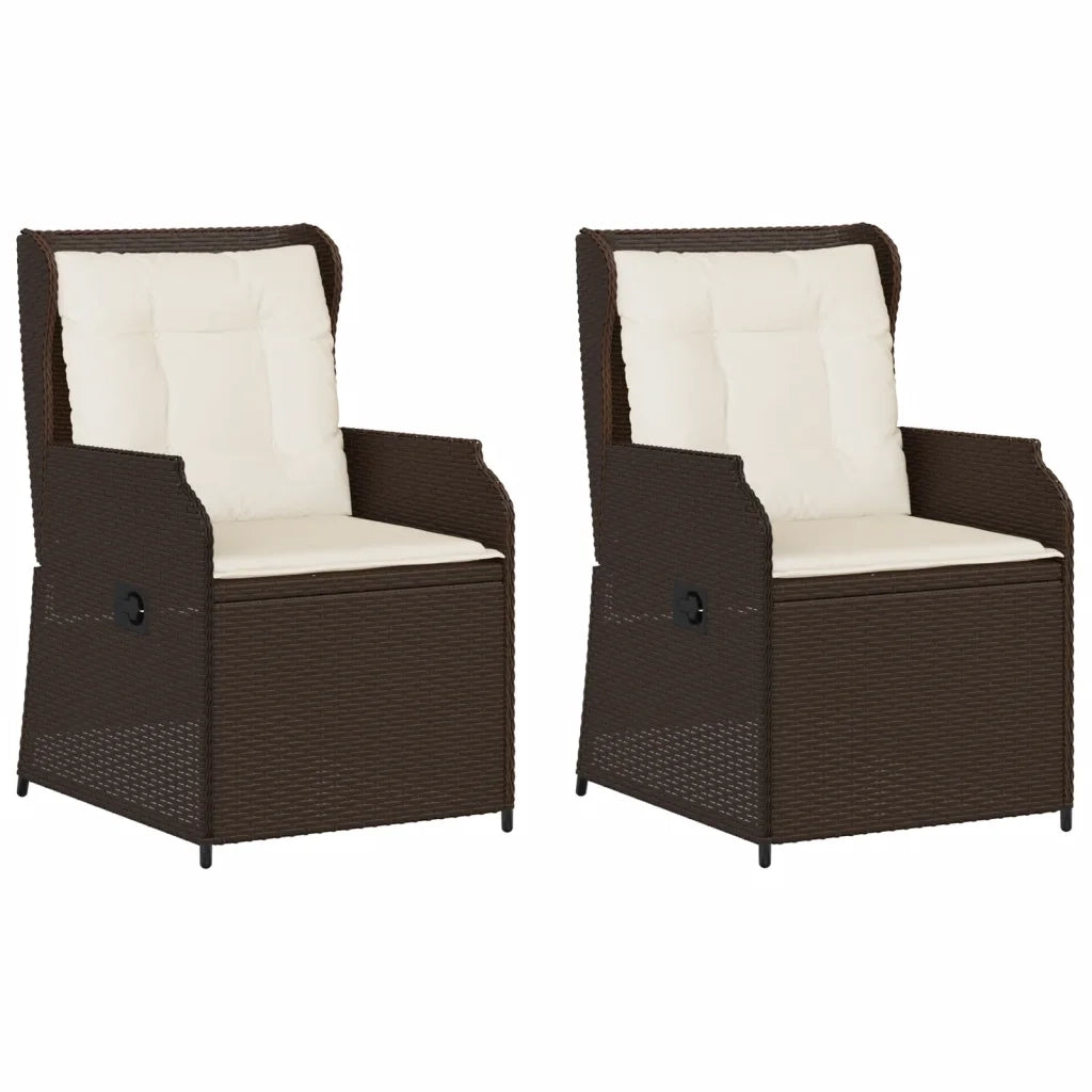 vidaXL Sedie Reclinabili Giardino 2pz con Cuscini Marrone Polyrattan
