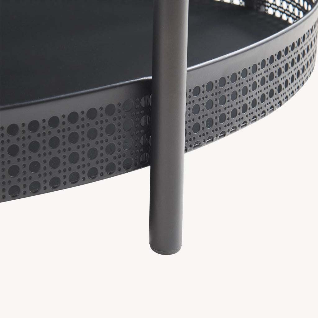 Tavolino da caffè Jäller con Doppio Ripiano e Bordi 66x51x44 cm Nero [en.casa]