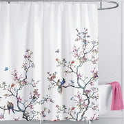 Douchegordino extra lungo 180x200 cm - tenda antisbava con fiori e uccelli - impermeabile e lavabile