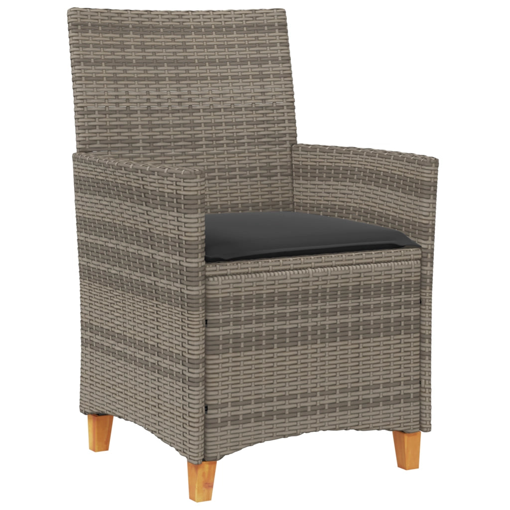 Set da Pranzo da Giardino in 5 Pezzi con Cuscini Grigio Polyrattan