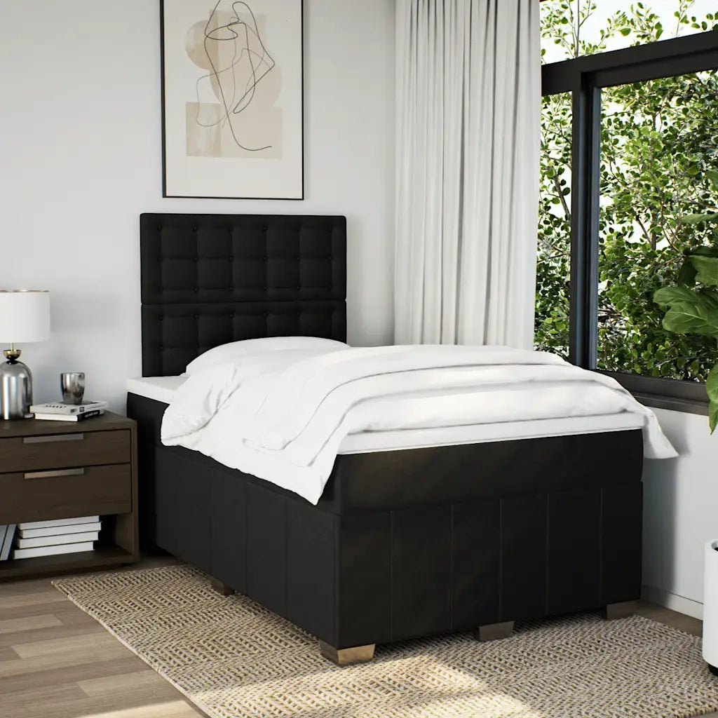 Giroletto a Molle con Materasso Nero 120x190 cm in Tessuto