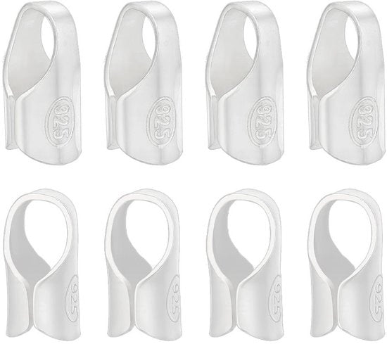 8 pezzi di chiusura in argento sterling 925, capi di chiusura a crimp per cavi a 3,5 mm, capi di chiusura a crimp con protezione per cavi a parelle, connettori per estremità di bracciali e collane, accessori per orafi.