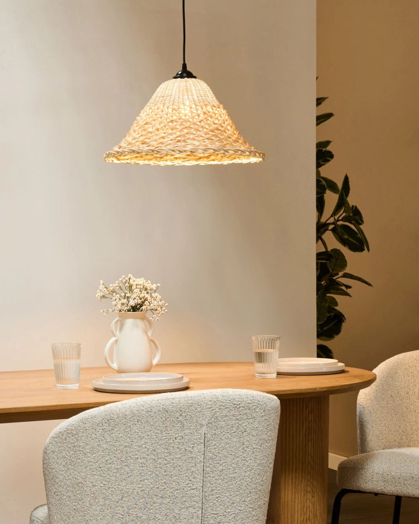 Lampada a sospensione Paralume in bambù naturale e rattan Lampada a sospensione in stile boho intrecciata a mano Illuminazione
