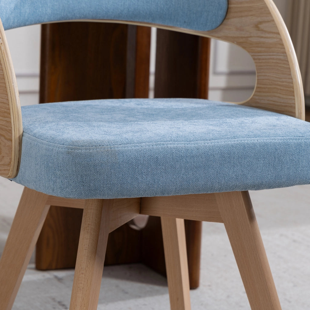 Sedia da Pranzo Girevole in Legno con Cuscino ¨C MINIMAL ¨C Schienale Curvo, Tessuto