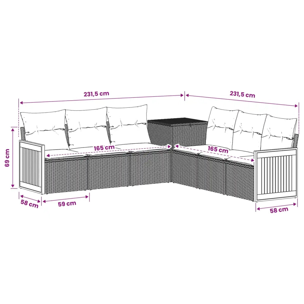 Set di divani 7 pz Grigio e Blu Navy Rattan sintetico e Acciaio 3448889