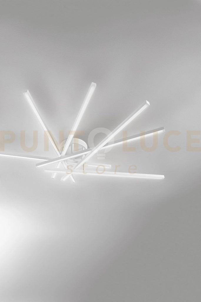 PLAFONIERA IN ALLUMINIO COLORE BIANCO SYNCRO DIMMEREABILE  112,5CM LED 70W CCT 3000K 4000K 6000K 4900Lm