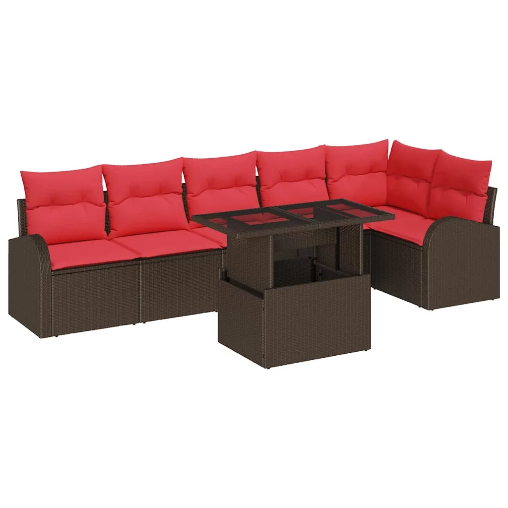 Set Divano da Giardino con cuscino 7 pcs Marrone Poly Rattan 3357397