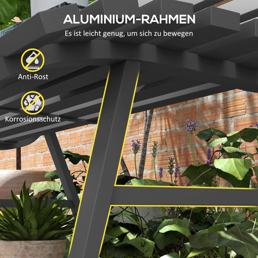 Panchina Da Giardino 2 Posti In Alluminio Grigio 123 Cm Per Esterni Con Schienale