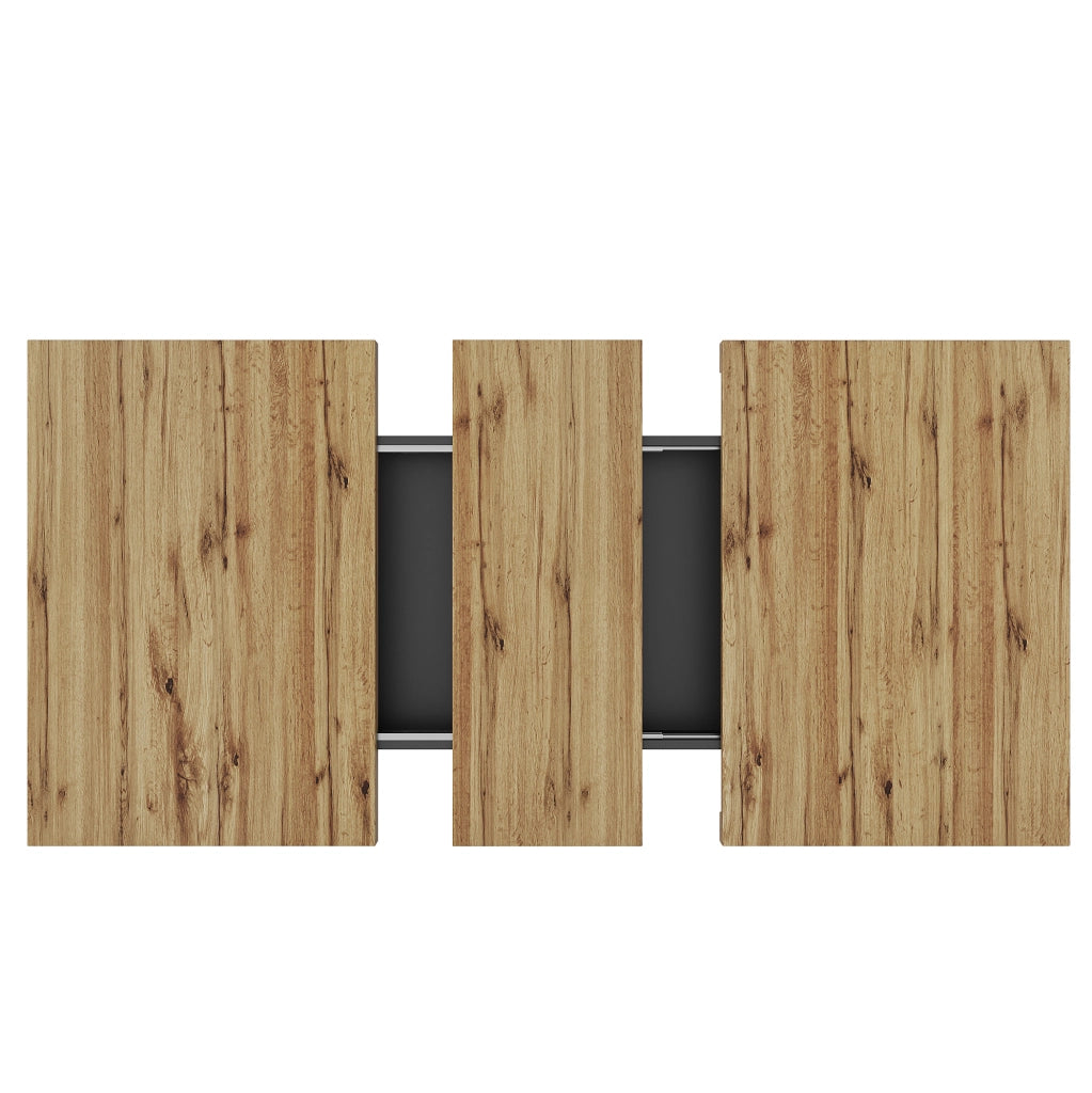 Tavolo allungabile 110-140x80x75 cm;in MDF e metallo; nero e naturale