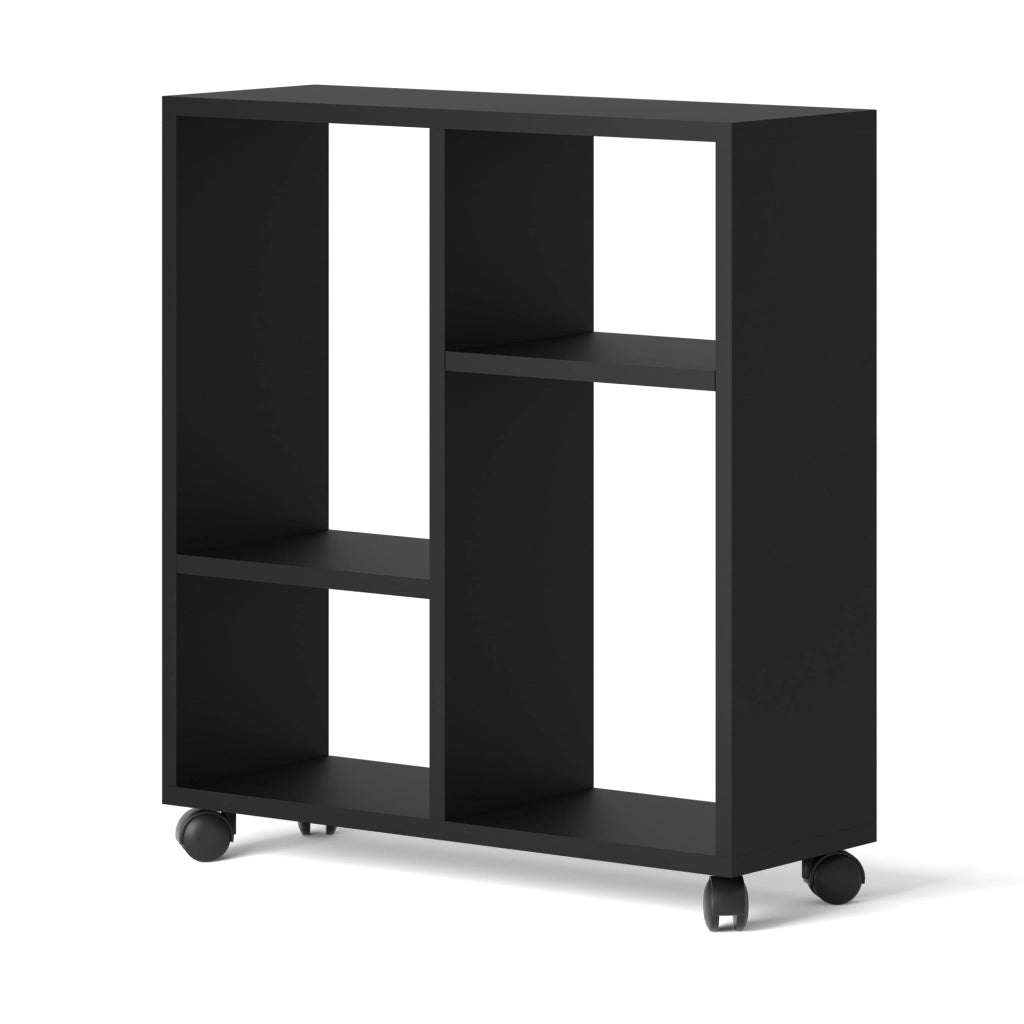MOBILE TAVOLINO CON RUOTE PORTA PC COMODINO UFFIO CASA NERO OPACO 65x60x20cm TRASCO