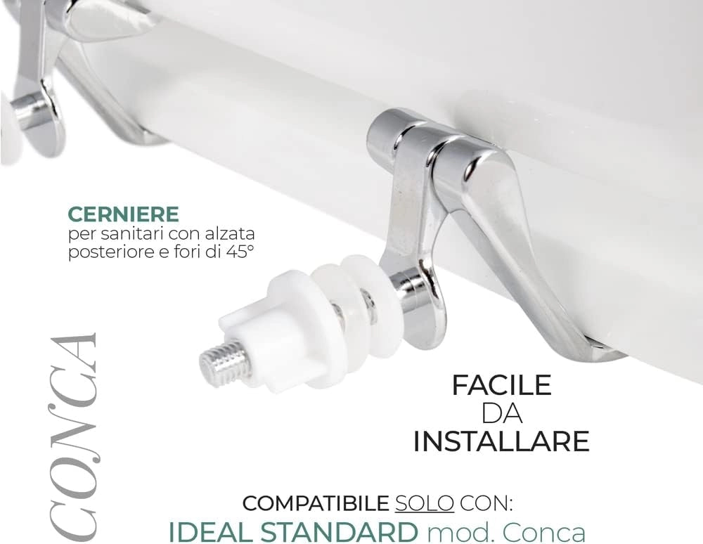 Copriwater universale bianco in legno con cerniere regolabili
