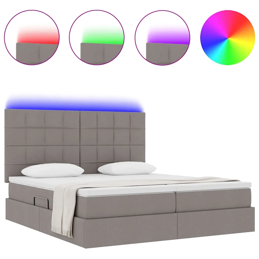 Letto con luci a strisce a LED Talpa 200 x 200 cm Tessuto