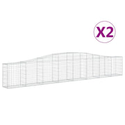 Set di 2 gabbioni ad arco per recinzione gabbia o muro di contenimento 400 x 30 x 60/80 cm ferro zincato argento 02_0041396