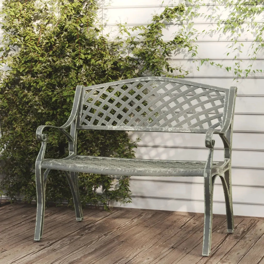 Panchina da Giardino 102 cm in Alluminio Pressofuso Verde 317745