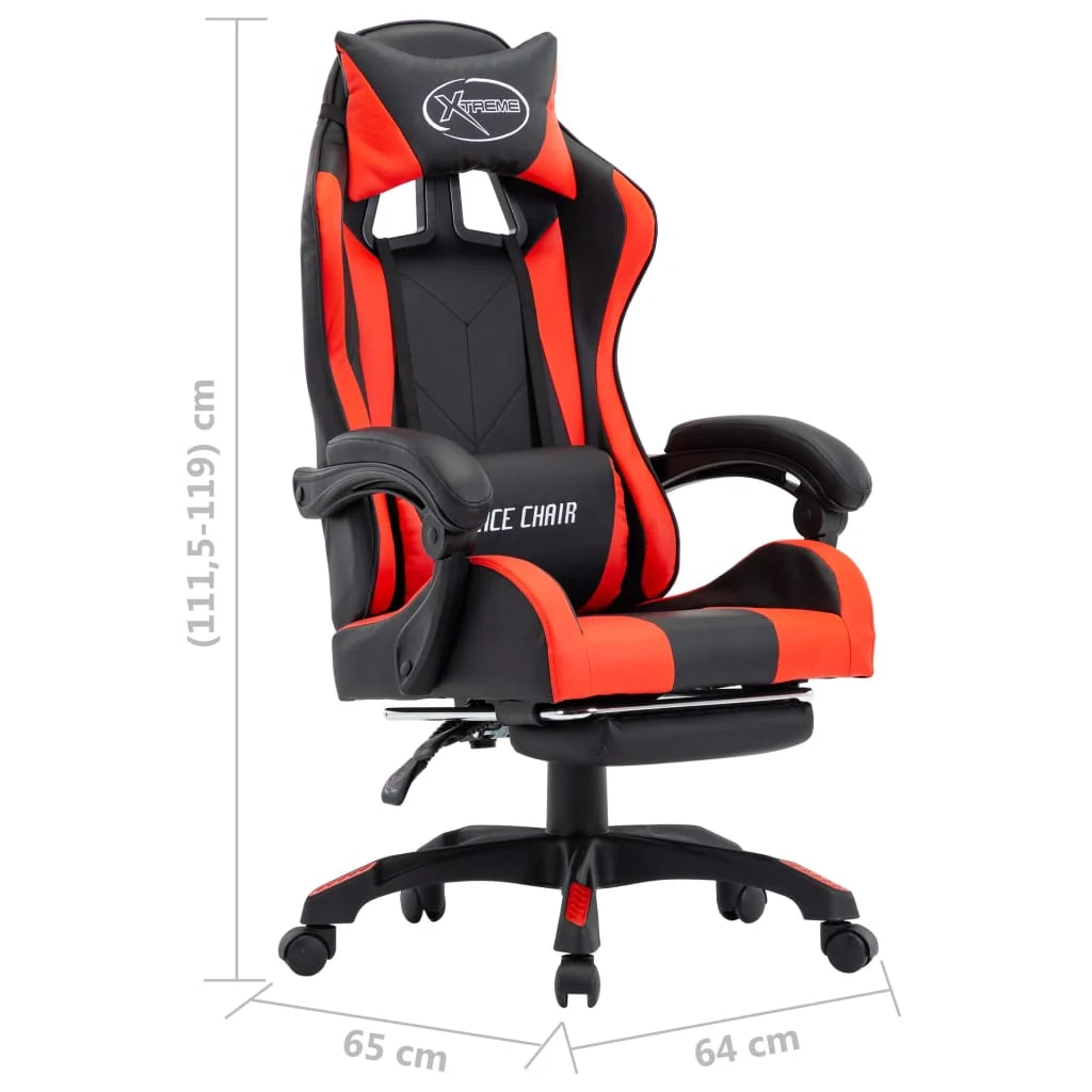 Sedia/seduta girevole da ufficio per uso computer studio videogiochi e con poggiapiedi realizzata in similpelle rossa 02_0024225