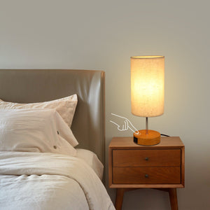 ZMH Lampada da tavolo touch dimmerabile USB ricarica paralume tessuto per comodino ufficio