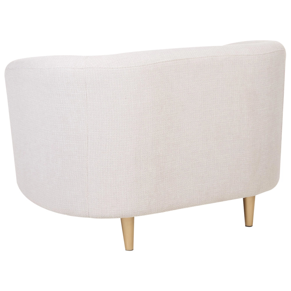 Set divano e poltrona 3 posti in poliestere beige e oro con gambe dorate stile glamour retrò soggiorno