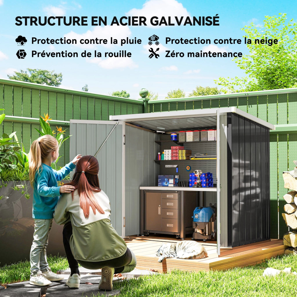 Casetta Giardino 2 Porte ¨C zephmum ¨C 147x86x134 cm Nero Bianco Acciaio