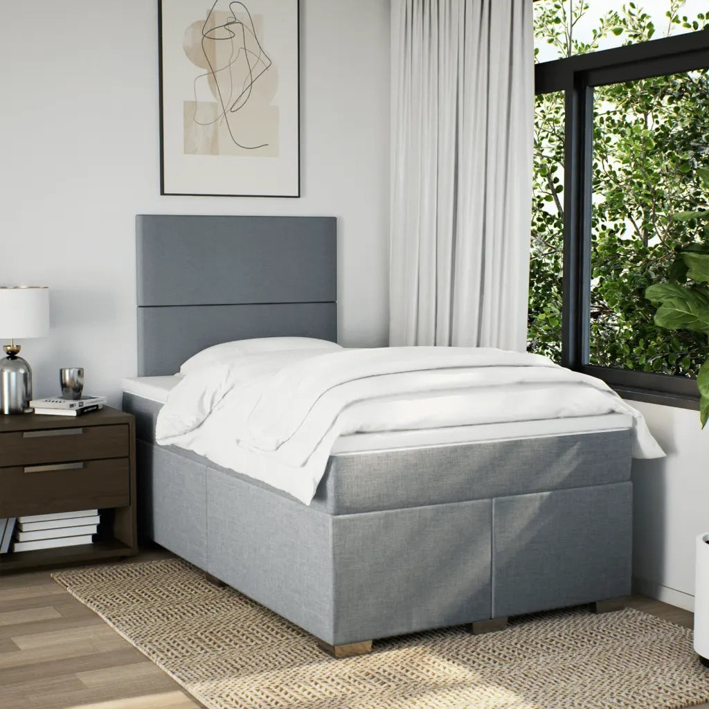 Giroletto a Molle con Materasso Grigio Chiaro 120x190cm Tessuto