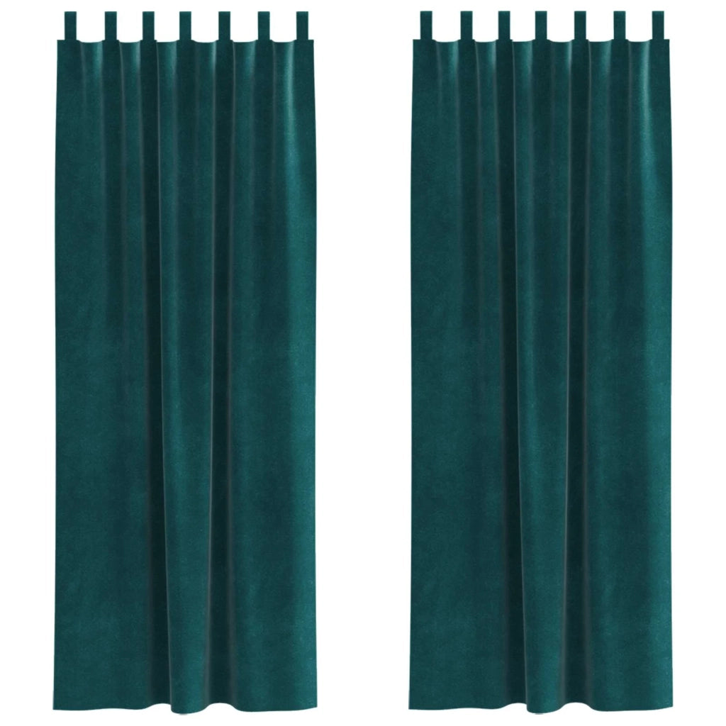 Tende Oscuranti | Tende Blackout 2 pz Verde Scuro 140 x 245 cm Velluto