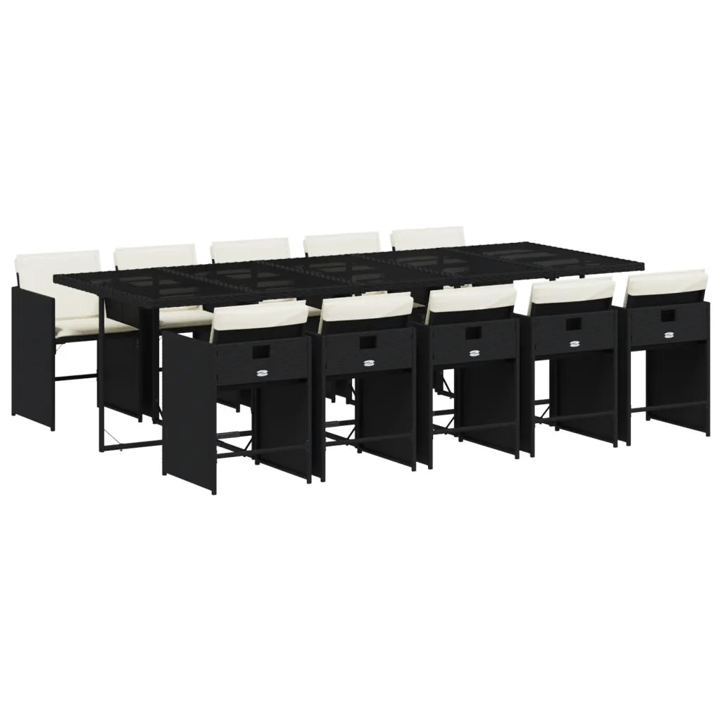 Set da Pranzo da Giardino 11 pz con Cuscini in Polyrattan Nero 3277877