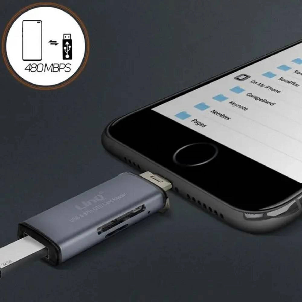 Trade Shop - Lettore Di Schede Sd Micro-sd 2in1 Lightning Usb Maschio Otg Usb Femmina Otg802 -