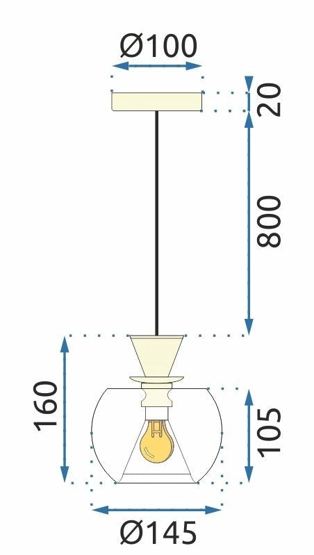 Lampada Da Soffitto Pensile Di Vetro Palla APP902-1CP