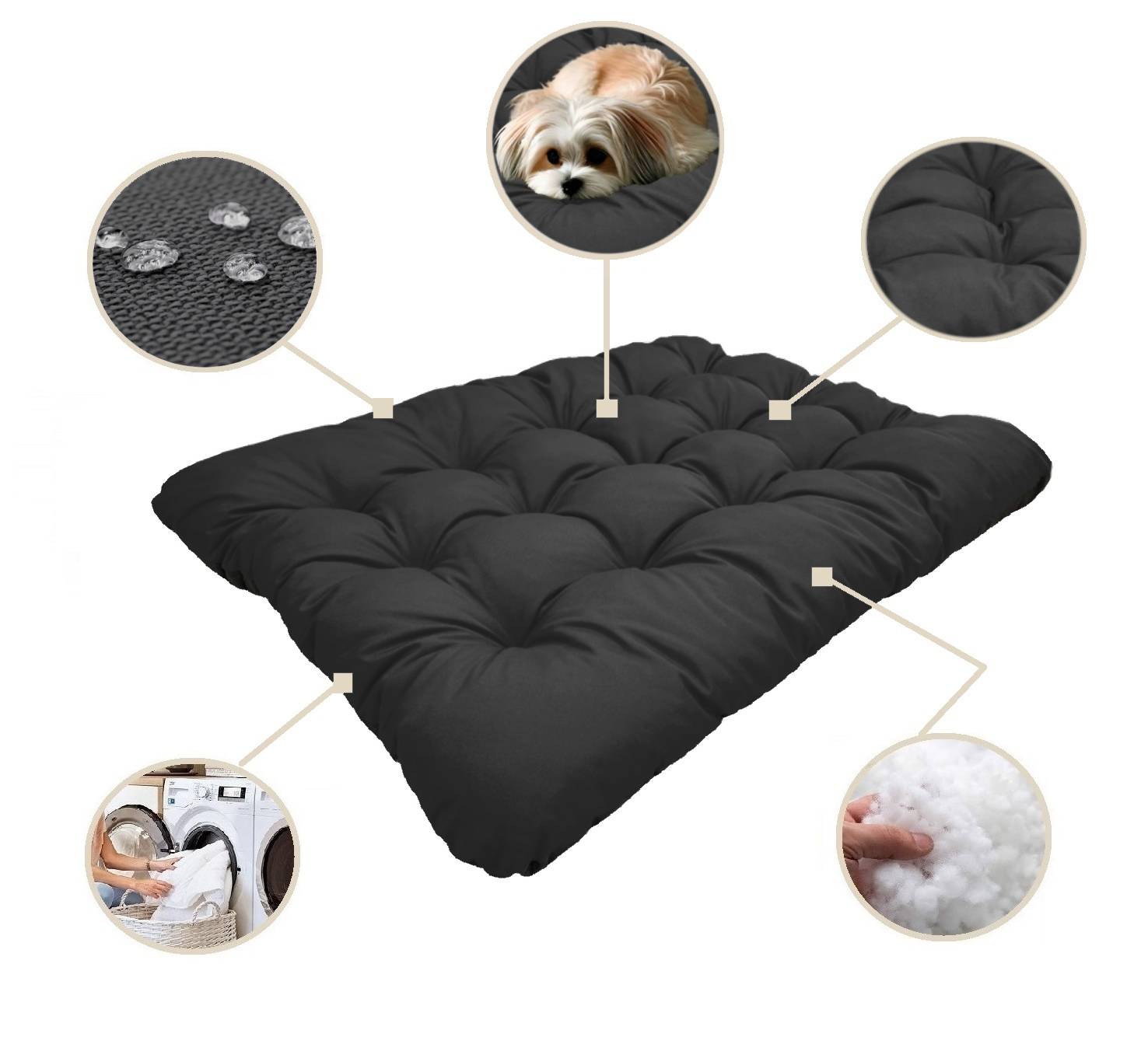 AIO FACTORY 100x70 cm PRESTIGE Cuccia per cani impermeabile personalizzabile nera