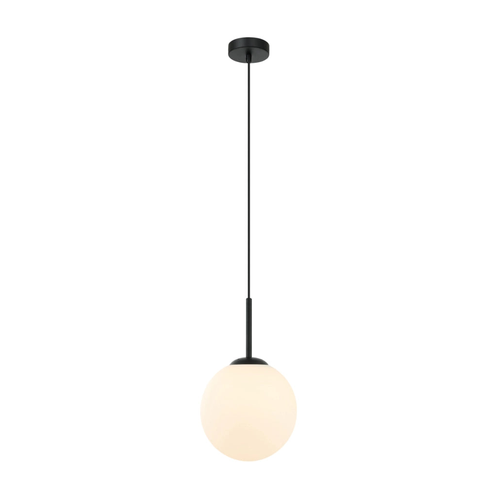 Lampada a sospensione Italux Deore sfera vetro Ø20 nero/bianco