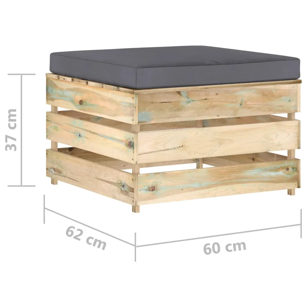 Set Salotto da Giardino 2pz con Cuscini Legno Impregnato Verde 3074531