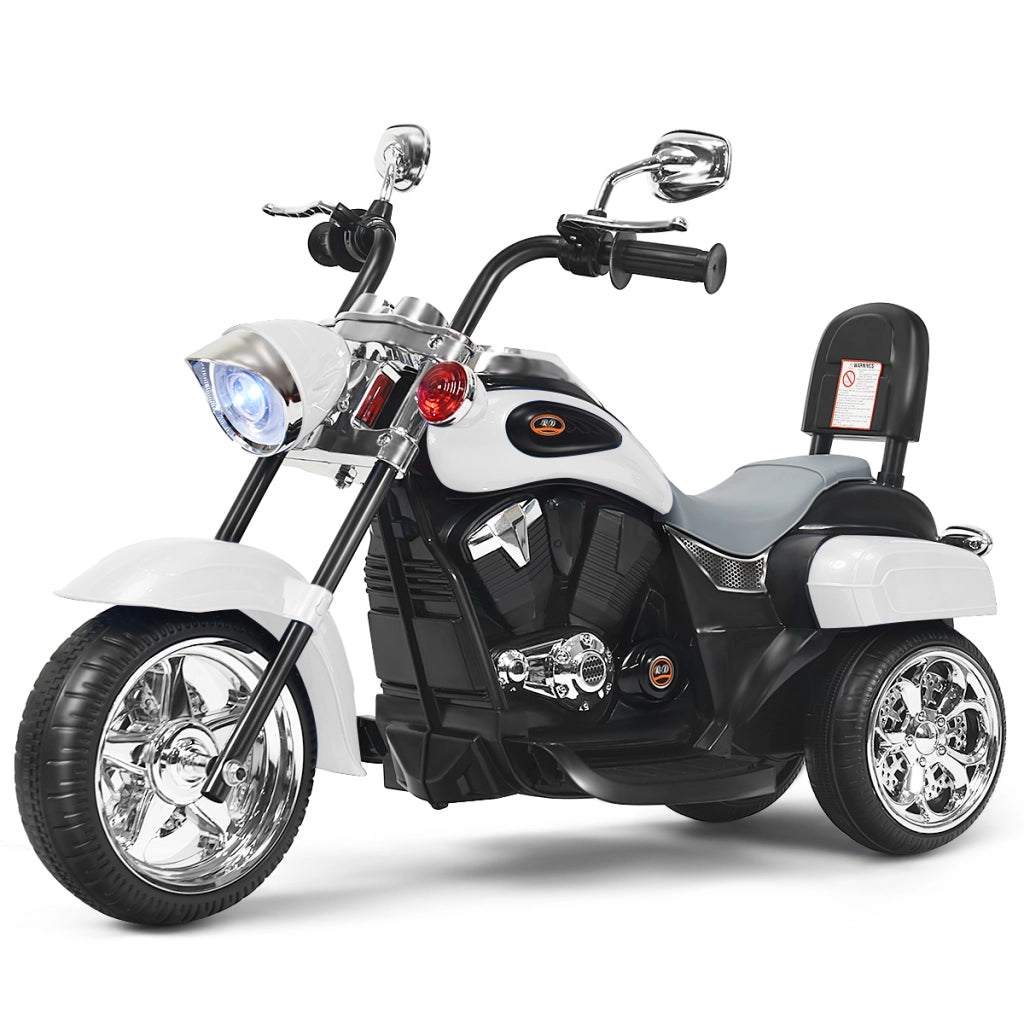Moto in stile chopper per bambini e bambine, Moto cavalcabile alimentata a batteria Bianco-Moto elettriche